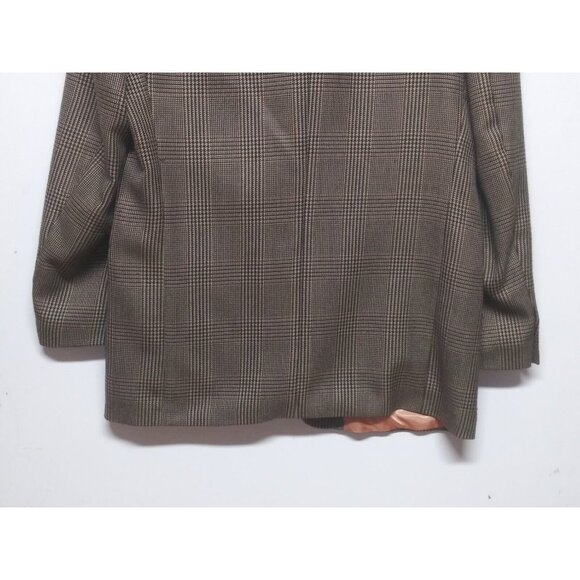 J. RIGGINGS Blazer Jacket Mens 44R Brown tan Wool-blend Houndstooth Sports Coat - Picture 9 of 16